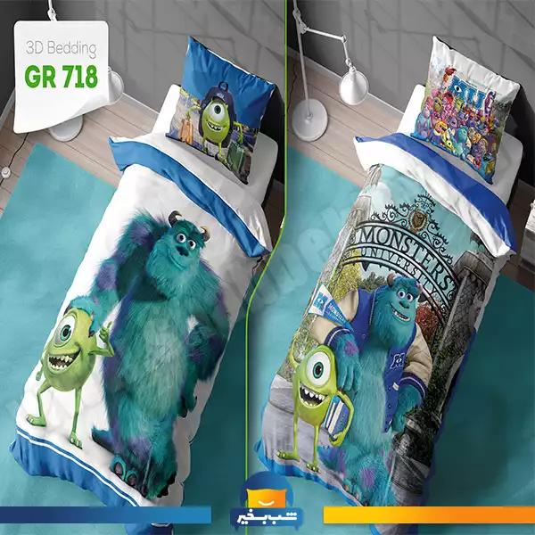 فروشگاه شب بخیر - two-sided-baby-bedding-set,-monster-factory-design